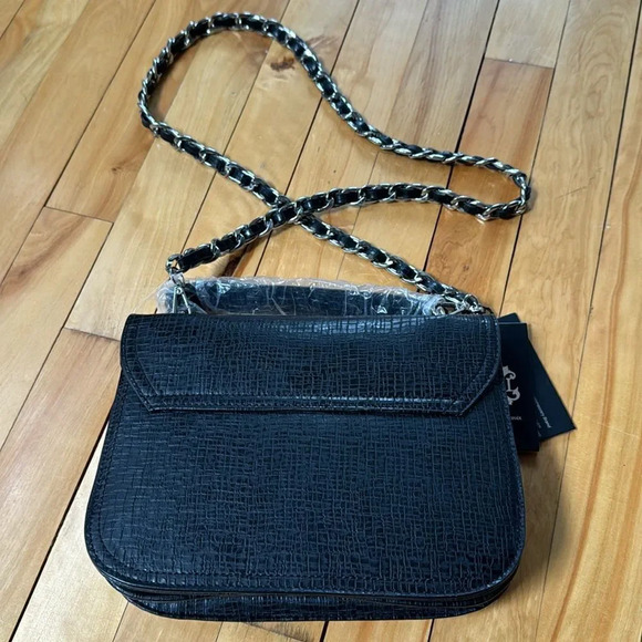 CXL by Christian Lacroix black faux alligator texture woven chain crossbody bag. - Picture 5 of 7